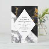 Gold Glam Imitate Glitzer Marmorhochzeit Einladung (Stehend Vorderseite)
