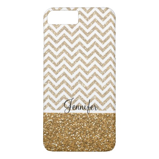 Gold Glam Imitate Glitzer Zickzack Case-Mate iPhone Hülle (Rückseite)