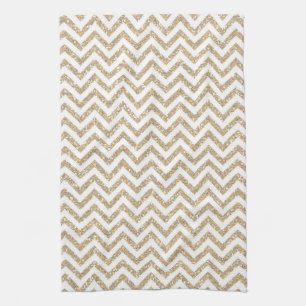 Gold Glam Imitate Glitzer Zickzack Geschirrtuch