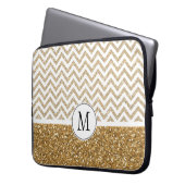 Gold Glam Imitate Glitzer Zickzack Laptopschutzhülle (Vorderseite Links)