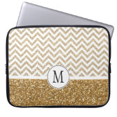 Gold Glam Imitate Glitzer Zickzack Laptopschutzhülle (Vorderseite)