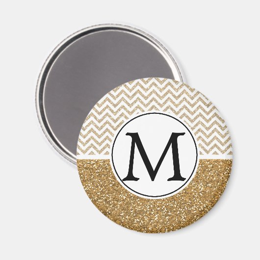 Gold Glam Imitate Glitzer Zickzack Magnet (Vorderseite/Rückseite)