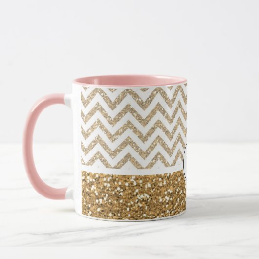 Gold Glam Imitate Glitzer Zickzack Tasse (Links)