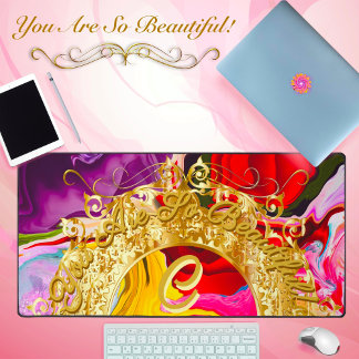 Gold Glam Initial C Monogram Motivation Abstrakt Schreibtischunterlage