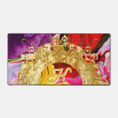 Gold Glam Initial K Monogram Motivation Abstrakt Schreibtischunterlage (Vorderseite)