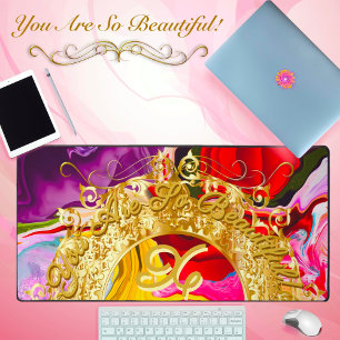 Gold Glam Initial X Monogram Motivation Abstrakt Schreibtischunterlage
