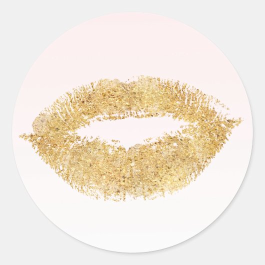 Gold Glam Kiss Lips Blush Pink Ombre Runder Aufkleber (Vorderseite)