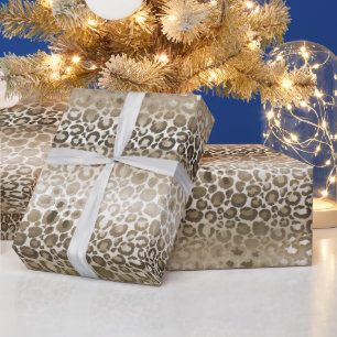 Gold Glam Leopard Animal Print Geschenkpapier