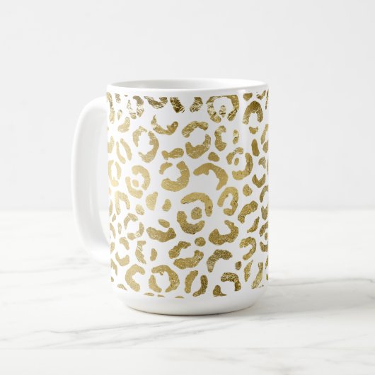 Gold Glam Leopard Print Kaffeetasse (Vorderseite Links)