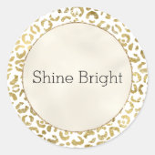 Gold Glam Leopard Print Runder Aufkleber (Vorderseite)