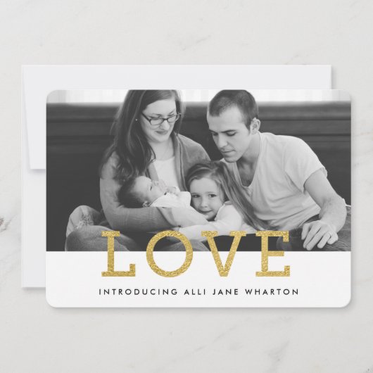 Gold Glam Liebe | Ankündigung der Geburt des moder (Vorderseite)