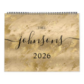 Gold Glam Marble Modernes Script Name Foto Kalender (Titelbild)