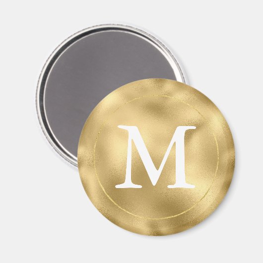 Gold Glam Monogram Magnet (Vorderseite/Rückseite)
