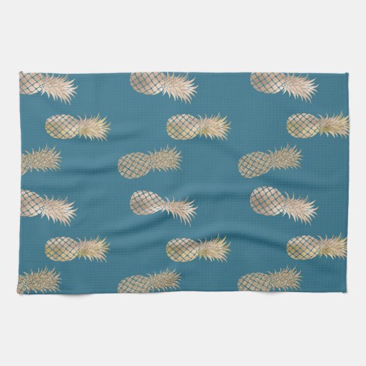 Gold Glam Pineapples Geschirrtuch (Horizontal)