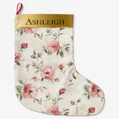 Gold Glam Pink Blush Rose Weihnachten Großer Weihnachtsstrumpf (Vorderseite)