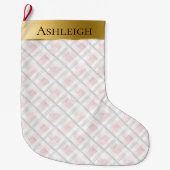 Gold Glam Pink Weißes Herz Streifen Weihnachten Großer Weihnachtsstrumpf (Vorderseite)