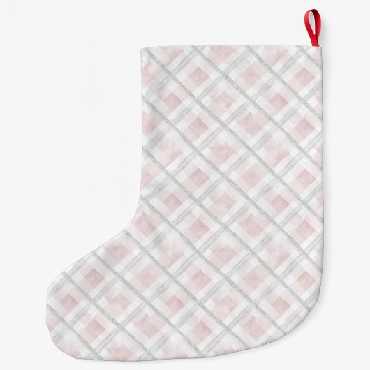 Gold Glam Pink Weißes Herz Streifen Weihnachten Großer Weihnachtsstrumpf (Rückseite)