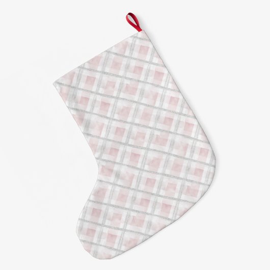 Gold Glam Pink Weißes Herz Streifen Weihnachten Großer Weihnachtsstrumpf (Rückseite (Hängend))