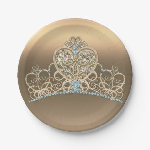 Gold Glam Princess Herz Tiara Geburtstagsparty Pappteller