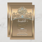 Gold Glam Princess Herz Tiara Sweet 16 Party Einladung (Vorne/Hinten)