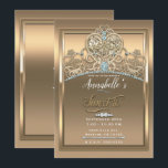 Gold Glam Princess Herz Tiara Sweet 16 Party Einladung<br><div class="desc">Anpassen für jedes Ereignis</div>