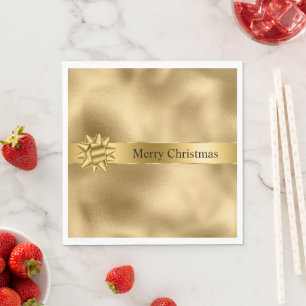 Gold Glam Ribbon und Bow Weihnachten Serviette