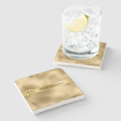 Gold Glam Ribbon und Bow Weihnachten Steinuntersetzer (Seitenansicht)