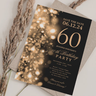 Gold Glam Save-the-Date 60. Geburtstagsfeier Einladung