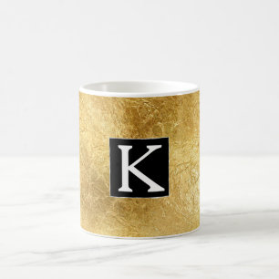 Gold Glam Schwarz-weiß Monogram Kaffeetasse