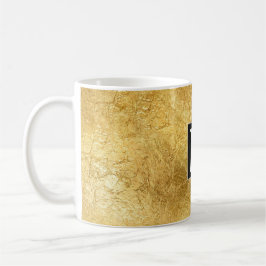 Gold Glam Schwarz-weiß Monogram Kaffeetasse