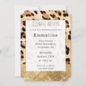 Gold Glam Sparkle Cream Leopard Einladung (Vorderseite)