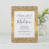 Gold Glam Sparkle Einladung (Stehend Vorderseite)