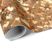 Gold Glam Sparkle Herz Geschenkpapier (Rolleneckpunkt)