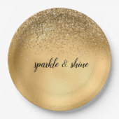 Gold Glam Sparkle Imitats Glitzer Pappteller (Vorderseite)