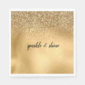 Gold Glam Sparkle Imitats Glitzer Serviette (Vorderseite)