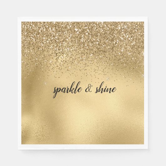 Gold Glam Sparkle Imitats Glitzer Serviette (Vorderseite)