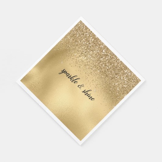 Gold Glam Sparkle Imitats Glitzer Serviette (Ecke)