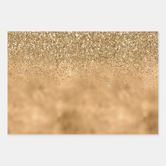 Gold Glam Sparkle Leopard Print Glitzer Geschenkpapier Set (Vorderseite 3)