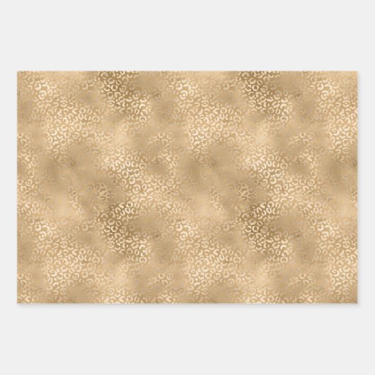 Gold Glam Sparkle Leopard Print Glitzer Geschenkpapier Set (Vorderseite 2)