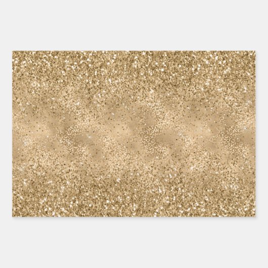 Gold Glam Sparkle Leopard Print Glitzer Geschenkpapier Set (Vorderseite)