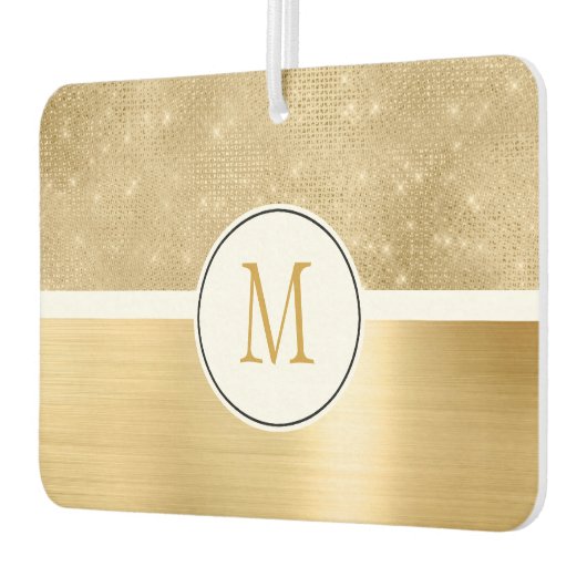 Gold Glam Sparkle Monogram Autolufterfrischer (Links)