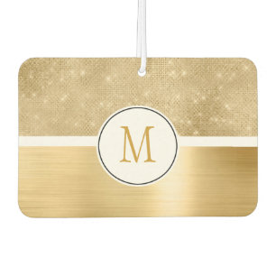 Gold Glam Sparkle Monogram Autolufterfrischer