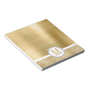 Gold Glam Sparkle Monogram Notizblock