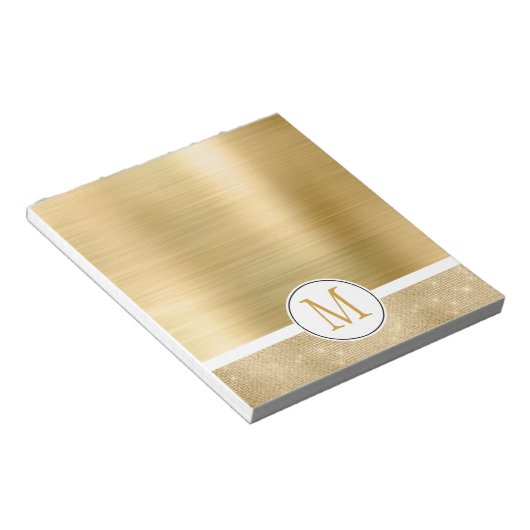 Gold Glam Sparkle Monogram Notizblock (angewinkelt)
