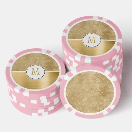 Gold Glam Sparkle Monogram Pokerchips (Stapel)