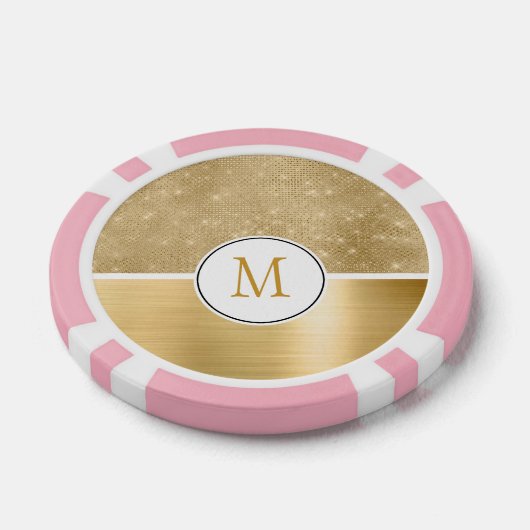 Gold Glam Sparkle Monogram Pokerchips (Einzeln)