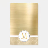 Gold Glam Sparkle Monogram Post-it Klebezettel (Vorderseite)