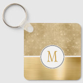 Gold Glam Sparkle Monogram Schlüsselanhänger (Vorderseite)