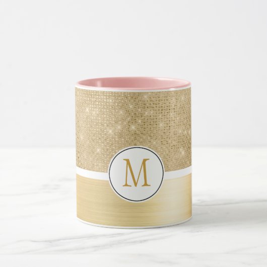 Gold Glam Sparkle Monogram Tasse (Zentrum)