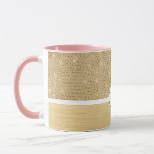 Gold Glam Sparkle Monogram Tasse (Links)